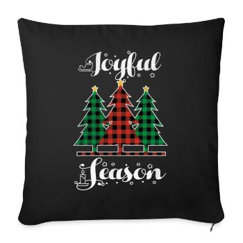 Weihnachtselemente Fröhliche Jahreszeit Kariert Weihnachten - Sofakissenbezug 45 x 45 cm - Schwarz - Vorne