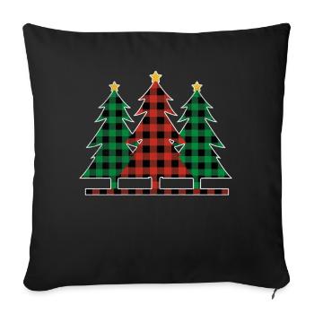 Lustige Weihnachtselemente Dezember Karierte Weihnachten - Sofakissenbezug 45 x 45 cm - Schwarz - Vorne