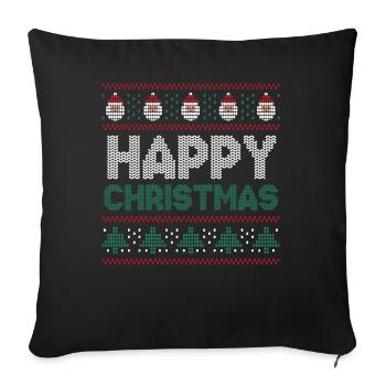 Santa Happy December Holiday Hässliche Weihnachten - Sofakissenbezug 45 x 45 cm - Schwarz - Vorne