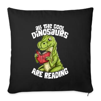 Dinosaurier T-Rex Buch Bücher lesen Dino Geschenk - Sofakissenbezug 45 x 45 cm - Schwarz - Vorne