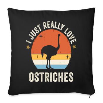 I Just Really Love Ostriches Retro Vintage Sunset - Sofakissenbezug 45 x 45 cm - Schwarz - Vorne