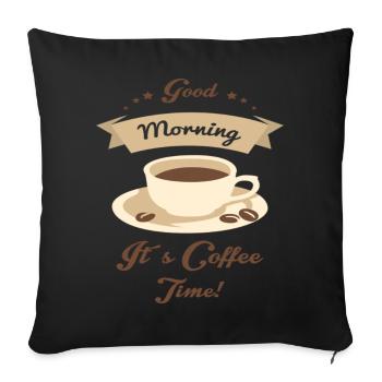 Bonjour, c’est l’heure du café - Housse de coussin décorative 45 x 45 cm - noir - Devant