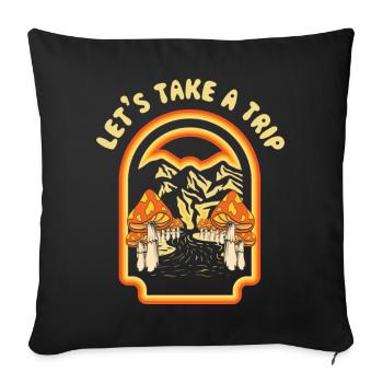 Faisons un voyage Champignons Goblincore Vintage - Housse de coussin décorative 45 x 45 cm - noir - Devant