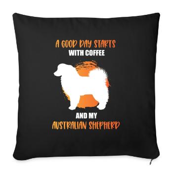 Cadeau de berger australien - Housse de coussin décorative 45 x 45 cm - noir - Devant