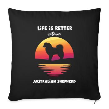 Australian Shepherd Geschenk - Sofakissenbezug 45 x 45 cm - Schwarz - Vorne