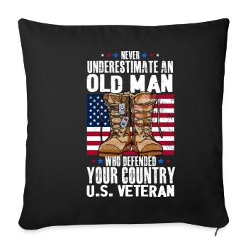 Never Underestimate An Old Man Veteran USA Flag - Sofa pillowcase 17,3'' x 17,3'' (45 x 45 cm) - black - Front