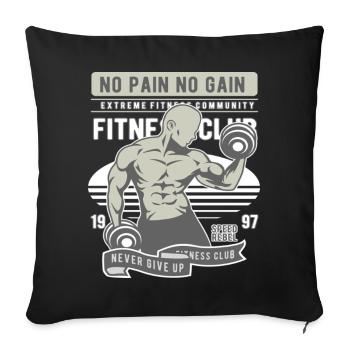 Pas de douleur Pas de gain Gymnase - Housse de coussin décorative 45 x 45 cm - noir - Devant