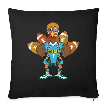 Rugby Turkey Bird Gobble Football Fan Thanksgiving - Sofa pillowcase 17,3'' x 17,3'' (45 x 45 cm) - black - Front