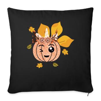Unicorn Pumpkin Fall Thanksgiving Season Autumn - Sofa pillowcase 17,3'' x 17,3'' (45 x 45 cm) - black - Front