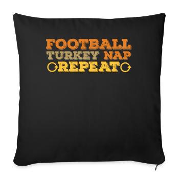 Rugby Turquie Nap Répéter Fan de football Thanksgiving - Housse de coussin décorative 45 x 45 cm - noir - Devant