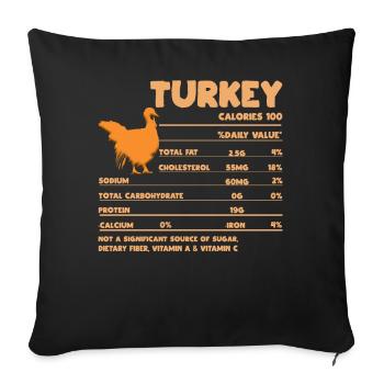 Funny Turkey Bird Nutrition Content Thanksgiving - Sofa pillowcase 17,3'' x 17,3'' (45 x 45 cm) - black - Front