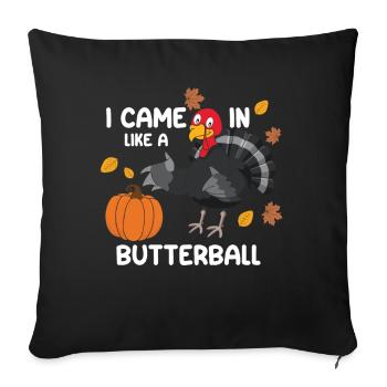 Drôle de citrouille et de dinde Thanksgiving - Housse de coussin décorative 45 x 45 cm - noir - Devant
