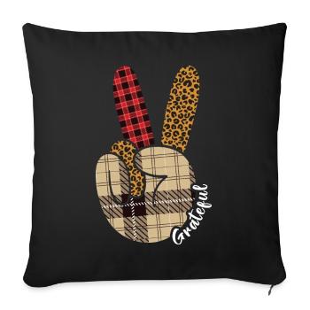 Turkey Love Peace Autumn Pattern Fall Thanksgiving - Sofa pillowcase 17,3'' x 17,3'' (45 x 45 cm) - black - Front