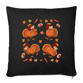 Rugby Mignon Turquie Fan de football Thanksgiving - Housse de coussin décorative 45 x 45 cm - noir - Devant