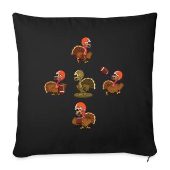 Funny Thanksgiving Rugby Cute Turkey And Football - Sofa pillowcase 17,3'' x 17,3'' (45 x 45 cm) - black - Front