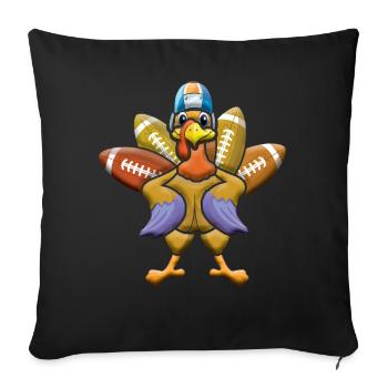 Rugby Turkey And Football Thanksgiving - Sofa pillowcase 17,3'' x 17,3'' (45 x 45 cm) - black - Front