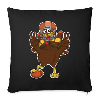 Thanksgiving drôle de paix Turquie Touchdown Football - Housse de coussin décorative 45 x 45 cm - noir - Devant