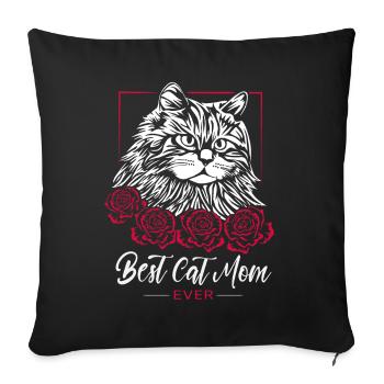 Best Cat Mom Ever - Cadeau pour les amoureux des chats - Housse de coussin décorative 45 x 45 cm - noir - Devant