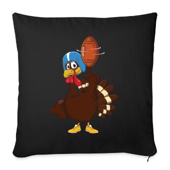 Thanksgiving Funny Turkey Touchdown Football - Sofa pillowcase 17,3'' x 17,3'' (45 x 45 cm) - black - Front