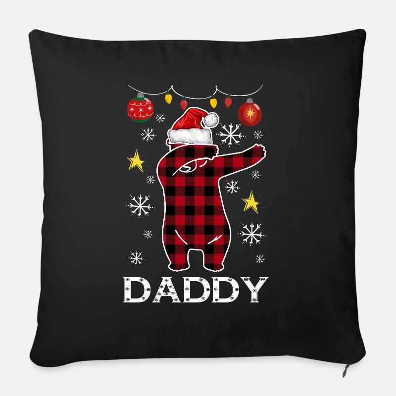 Plaid Bear Dabbing For Dad December Christmas - Sofa pillowcase 17,3'' x 17,3'' (45 x 45 cm) - black