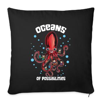 Octopus 8 armig read ocean full of possibilities - Sofa pillowcase 17,3'' x 17,3'' (45 x 45 cm) - black - Front