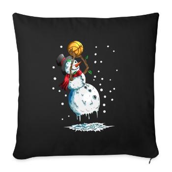 Schneemann Basketballsport Basketball im Schnee - Sofakissenbezug 45 x 45 cm - Schwarz - Vorne