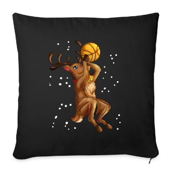 Rentier spielt Basketball Weihnachten Basketballer - Sofakissenbezug 45 x 45 cm - Schwarz - Vorne