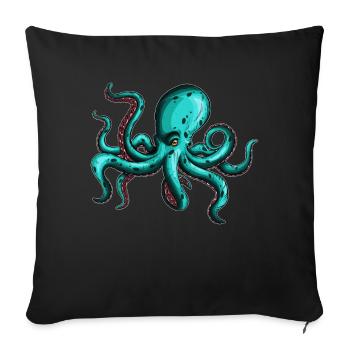 8 Armed Blue Octopus Squid Fan Lover - Sofa pillowcase 17,3'' x 17,3'' (45 x 45 cm) - black - Front