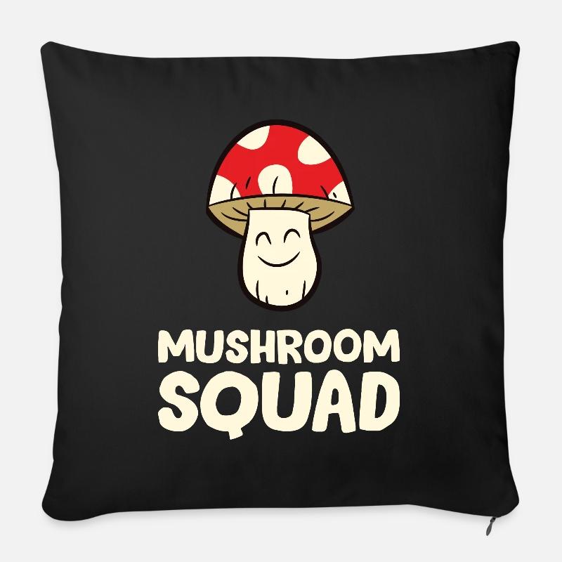 Mushroom - Mushroom Squad - Sofakissenbezug 45 x 45 cm - Schwarz