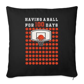 Étudiant 100e jour de basketball 100 jours d’école - Housse de coussin décorative 45 x 45 cm - noir - Devant