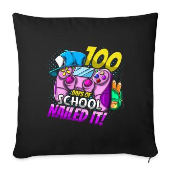 Jeu du 100e jour de l’élève cloué 100 jours d’école - Housse de coussin décorative 45 x 45 cm - noir - Devant