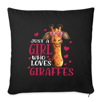 Only a girl who loves giraffes Visiting the zoo - Sofa pillowcase 17,3'' x 17,3'' (45 x 45 cm) - black - Front