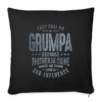 Ils m’appellent Grumpa parce que partenaire dans le crime - Housse de coussin décorative 45 x 45 cm - noir - Devant