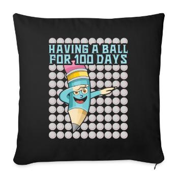 Élève 100e jour de balle 100 jours d’école - Housse de coussin décorative 45 x 45 cm - noir - Devant