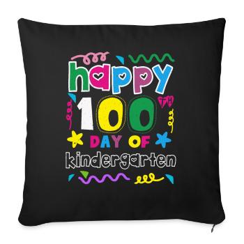 100th Day Kindergarten Happy 100 Days Of School - Sofa pillowcase 17,3'' x 17,3'' (45 x 45 cm) - black - Front