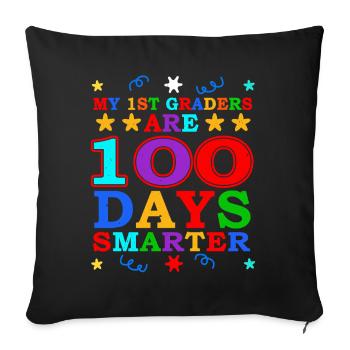 100th Day 1st Grade Teacher 100 Days Of School - Sofa pillowcase 17,3'' x 17,3'' (45 x 45 cm) - black - Front