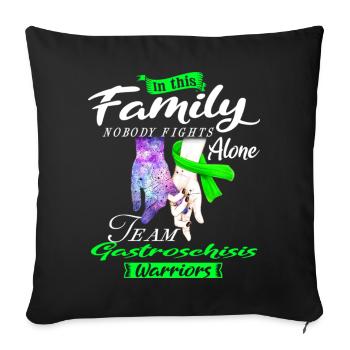 In This Family Nobody Fights Alone Gastroschisis - Sofa pillowcase 17,3'' x 17,3'' (45 x 45 cm) - black - Front