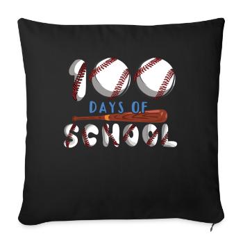 Étudiant 100e jour de baseball 100 jours d’école - Housse de coussin décorative 45 x 45 cm - noir - Devant