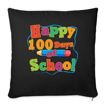 Étudiant au crayon 100e jour 100 jours d’école - Housse de coussin décorative 45 x 45 cm - noir - Devant