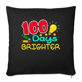 Élève 100e jour plus lumineux 100 jours d’école - Housse de coussin décorative 45 x 45 cm - noir - Devant