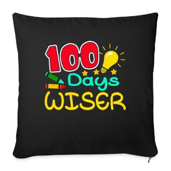 Student 100th Day Wiser 100 Days Of School - Sofa pillowcase 17,3'' x 17,3'' (45 x 45 cm) - black - Front