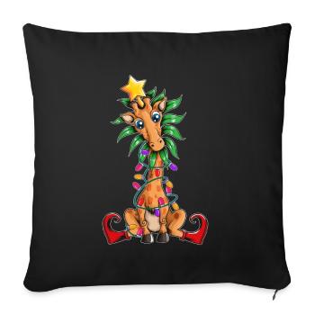 Giraffe Christmas Tree Light Chain Elf Shoes - Sofa pillowcase 17,3'' x 17,3'' (45 x 45 cm) - black - Front