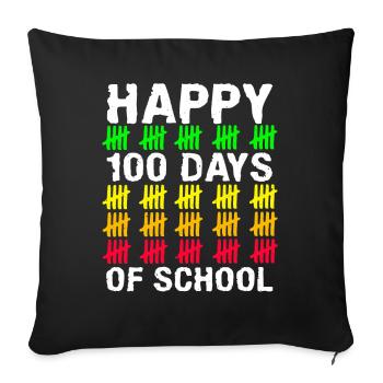 Stick Student Glücklicher 100. Tag 100 Tage Schule - Sofakissenbezug 45 x 45 cm - Schwarz - Vorne