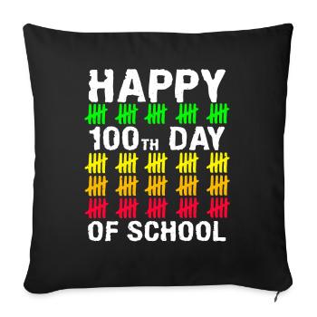 Stick Student 100. Tag Glückliche 100 Tage Schule - Sofakissenbezug 45 x 45 cm - Schwarz - Vorne
