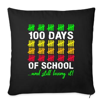 Stick 100. Tag Liebt Immer Noch 100 Tage Schule - Sofakissenbezug 45 x 45 cm - Schwarz - Vorne