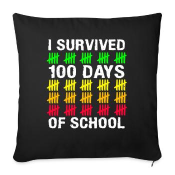 Stick Student 100. Tag Überleben Sie 100 Tage Schule - Sofakissenbezug 45 x 45 cm - Schwarz - Vorne