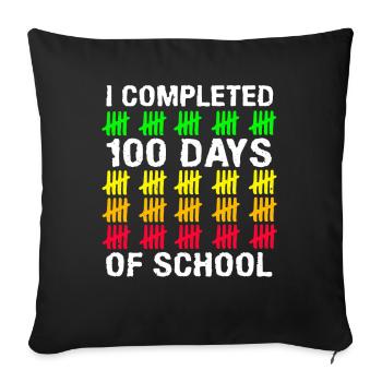 Stick Student 100. Tag Abschließen 100 Tage Schule - Sofakissenbezug 45 x 45 cm - Schwarz - Vorne