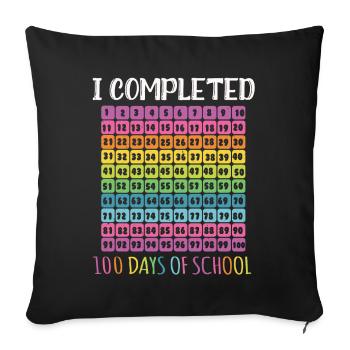 Numéro 100e jour terminé 100 jours d’école - Housse de coussin décorative 45 x 45 cm - noir - Devant