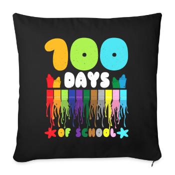 Étudiant de couleur 100e jour 100 jours d’école - Housse de coussin décorative 45 x 45 cm - noir - Devant