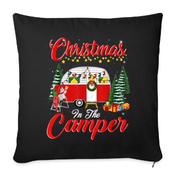 Christmas In The Camper - Sofa pillowcase 17,3'' x 17,3'' (45 x 45 cm) - black - Front